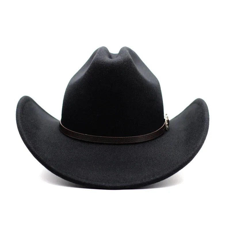 Vintage Western Cowboy Hat for Men and Women - Gentleman's Jazz Cowgirl Hat with Leather Wide Brim, Cloche Church Sombrero Caps