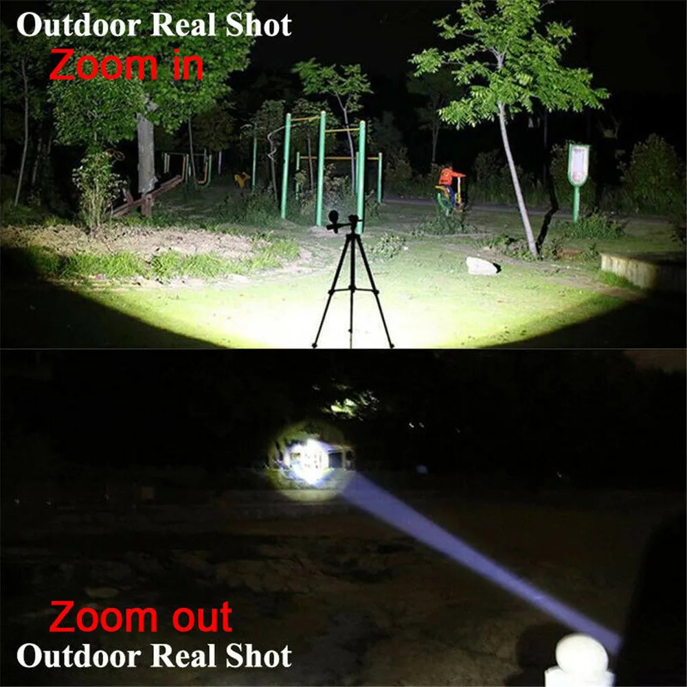 Powerful Tactical Flashlight – Portable LED Camping Lamp with 3 Modes, Zoomable, Waterproof Lantern for Outdoor and Bicycle Use