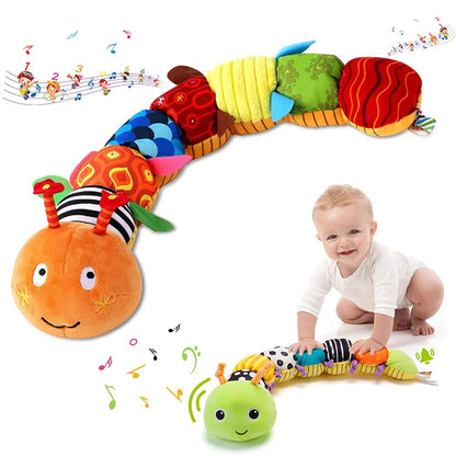 Musical Caterpillar Worm Baby Rattle – Soft Plush Educational Interactive Sensory Toy for Newborns and Toddlers | Perfect Infant Gift