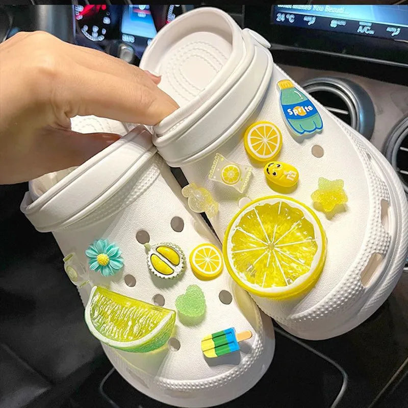 Fresh Lemon Shoe Charms - DIY Cute Party Decorations for JIBS Clogs, Kids, Boys, Girls - Designer Accessories