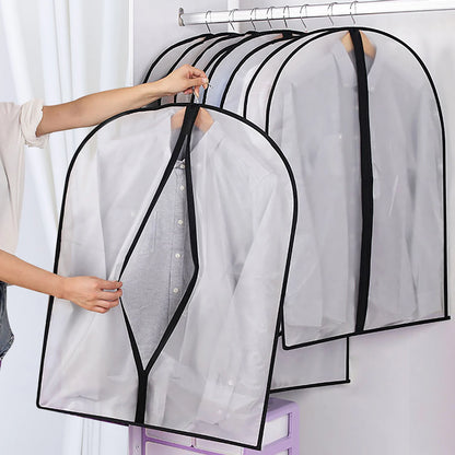 5PCs Dustproof Clothing Covers: Transparent PEVA Coat Protector - Foldable Hanging Garment Bag for Wardrobe Storage