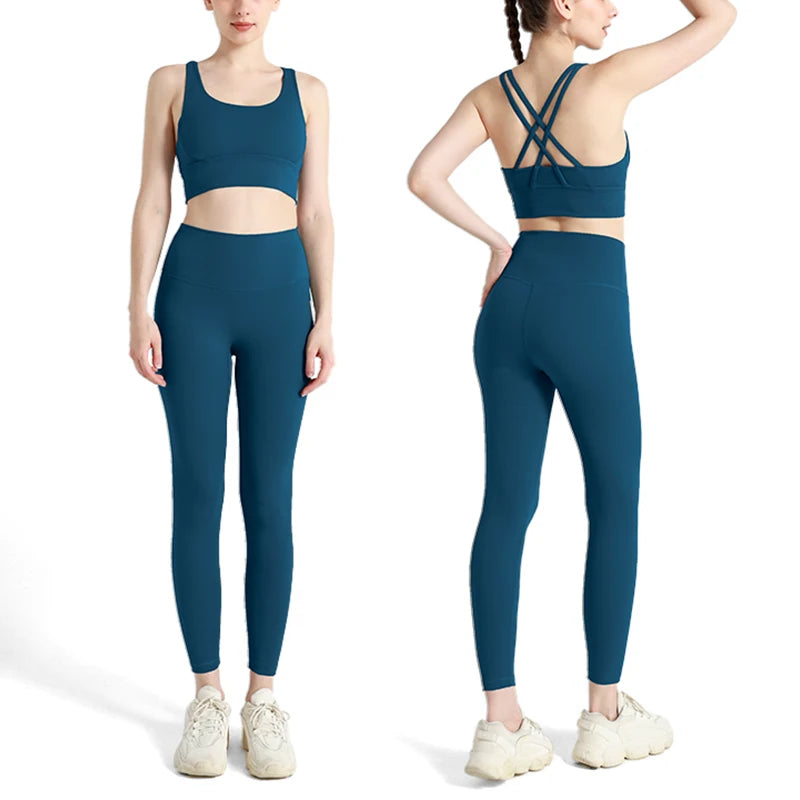 2024 Women's 2 Piece Yoga Tracksuit - Quick Dry Breathable Fitness Set with Sports Bra and Leggings