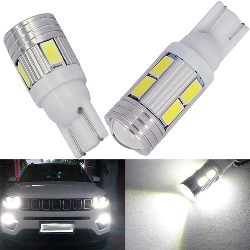 Car LED Bulb T10 W5W 194 – 12V 5630 SMD, 7000K White Light for Interior, Dome, Maps, License Plate and Trunk | Wedge Side Lamp Signal Light