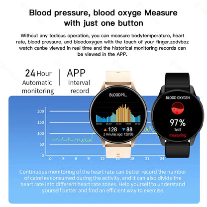 ZODVBOZ New Smartwatch for Women - Bluetooth Call, Heart Rate and Blood Pressure Monitoring, IP67 Waterproof, Men's Compatible Smartwatch with Box