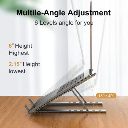 Portable Aluminum Laptop Stand - Foldable Notebook Support Bracket for MacBook Air/Pro - Ergonomic Lap Top Base for PC - Holder Accessories