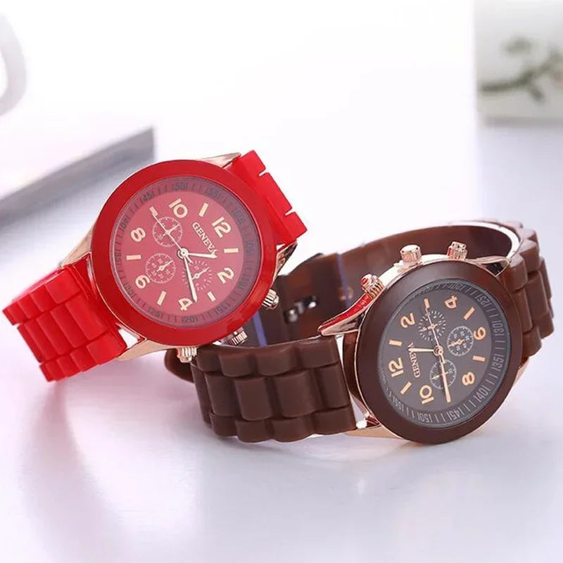 Famous Brand Geneva Ladies Fashion Watch - Unisex Silicone Quartz Wristwatch for Students, Stylish Relogio Feminino