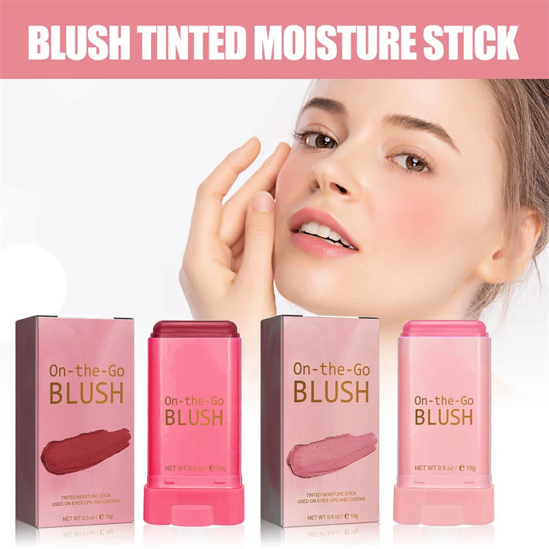 Multi-function Blush Stick: Natural Cheek Face Rouge Blusher Cream - Long-lasting, High Color Rendering, Waterproof, Skin Tone Brightening