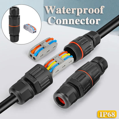 IP68 Waterproof Wire Quick Connector | 2/3 Pin Solderless LED Lamp Wiring | Outdoor Rainproof Terminal for Easy Connection