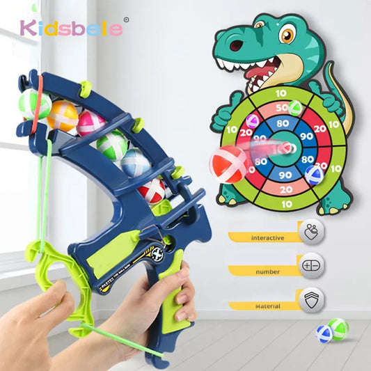 Kids' Dinosaur Sticky Ball Bow Target: Educational Elephant Toy Set - Slingshot Arrow Play for Outdoor Fun - Children's Game Toys