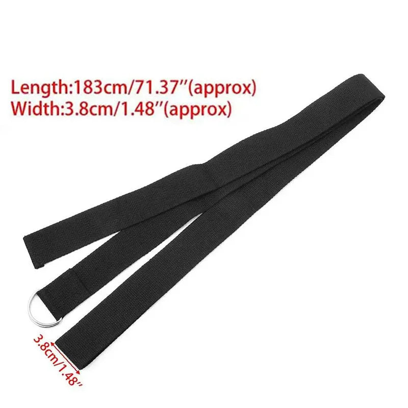 183cm x 3.8cm Cotton Yoga Strap - Adjustable Woven Exercise Belt with D-Ring Buckle for Stretching, Pilates and Fitness