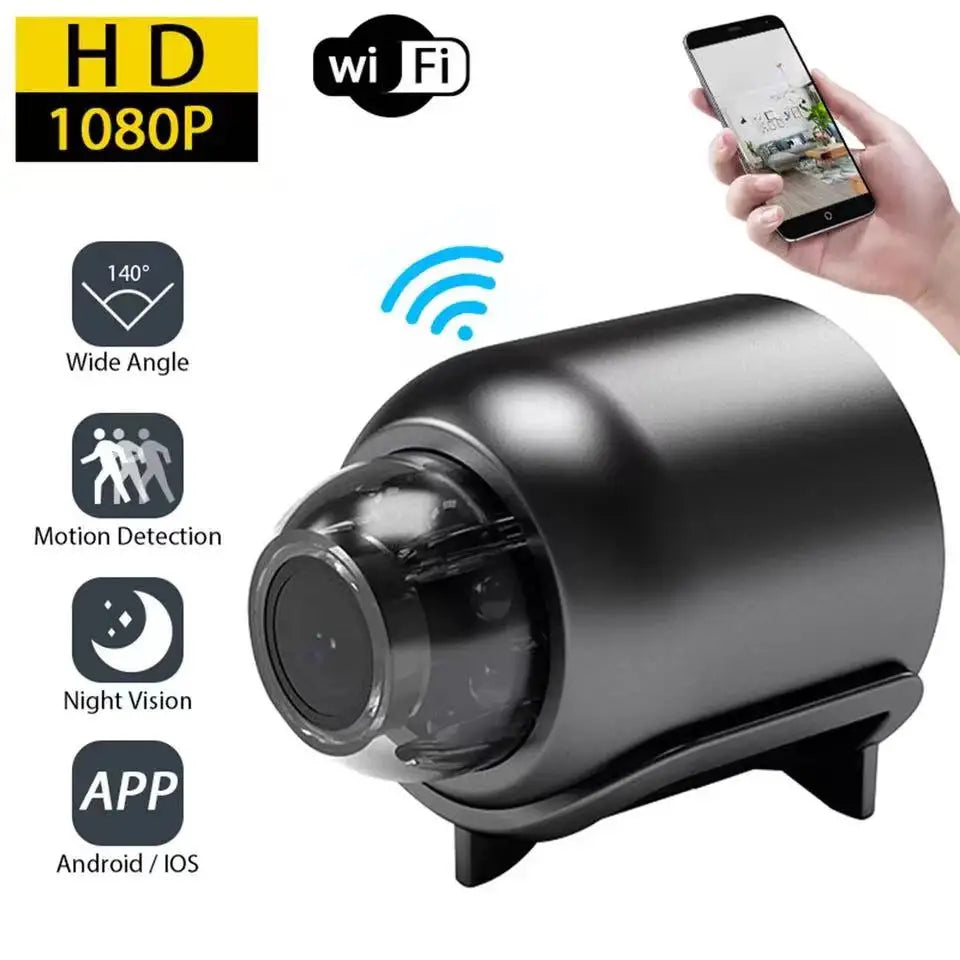 Mini 1080P HD WiFi Camera - Wireless Night Vision Home Security X5 Remote Camera for Kids & Pet Monitoring (No Memory Card)