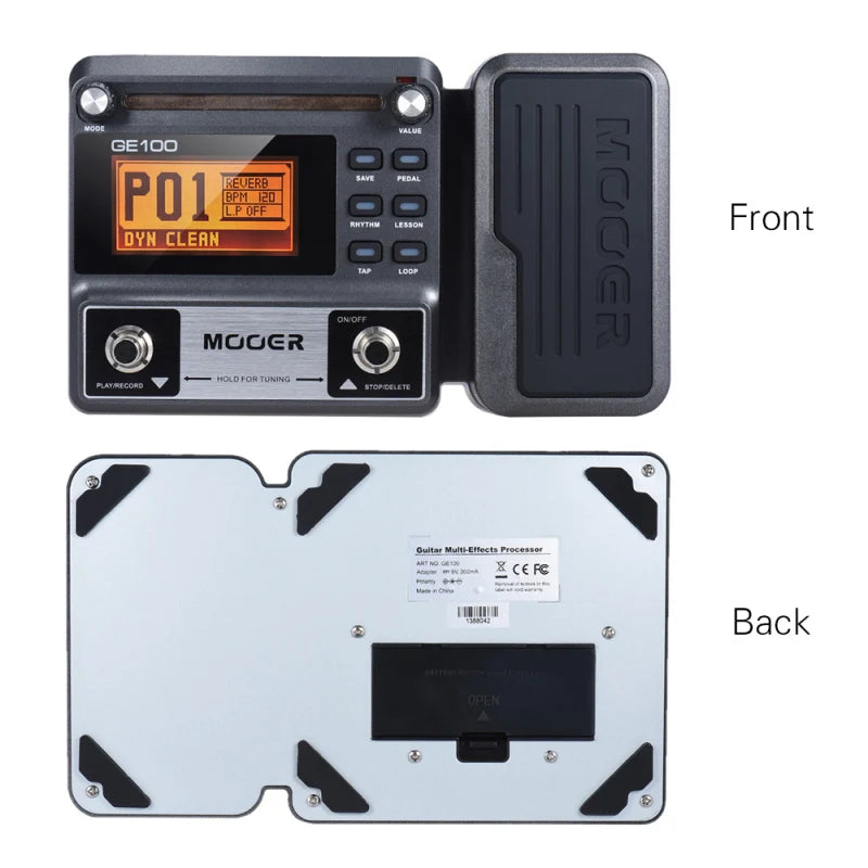 MOOER GE100 Guitar Multi-Effects Processor – Effect Pedal with Loop Record, Tuning, Tap Tempo, Rhythm, and Chord Lessons