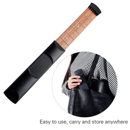 6 String 6 Fret Portable Pocket Guitar Neck: Sapele Wood Chord Trainer - Guitar Practice Tool for Beginners, Black