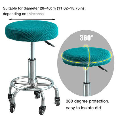 Premium Solid Color Round Chair Cover - Elastic Dining Stool Cushion Seat Slipcover