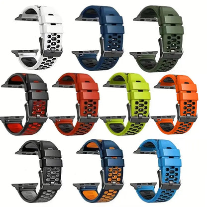 Sport Silicone Strap for Apple Watch Ultra 2 (49mm) & Series 9/8/7/SE/6 (45mm, 44mm, 42mm) - Durable Bracelet Wristband Accessory