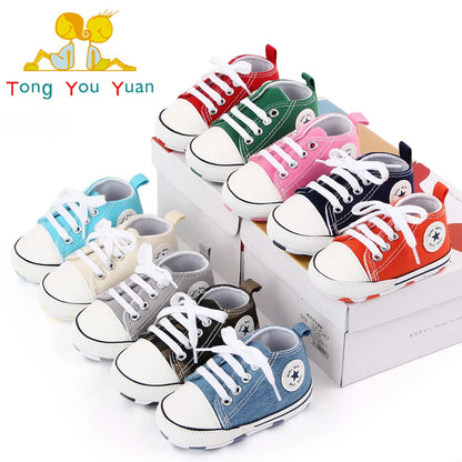 New Baby Classic Canvas Sneakers - Boys and Girls First Walker Toddler Shoes, Soft Sole Non-Slip Walking Shoes D2486