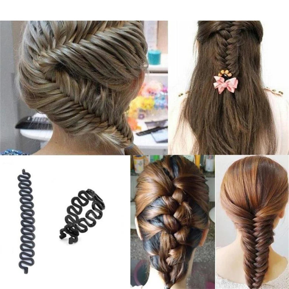 Multiple Magic Hair Braided Tool Set: 1-6Pcs Hair Donut Bun Maker Hairpins Twist Hair Clip - Styling Accessory for Women & Girls