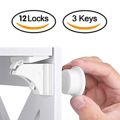 Child Safety Magnetic Lock - Drawer and Cabinet Door Protection, Baby Safety Latch with Security Locks