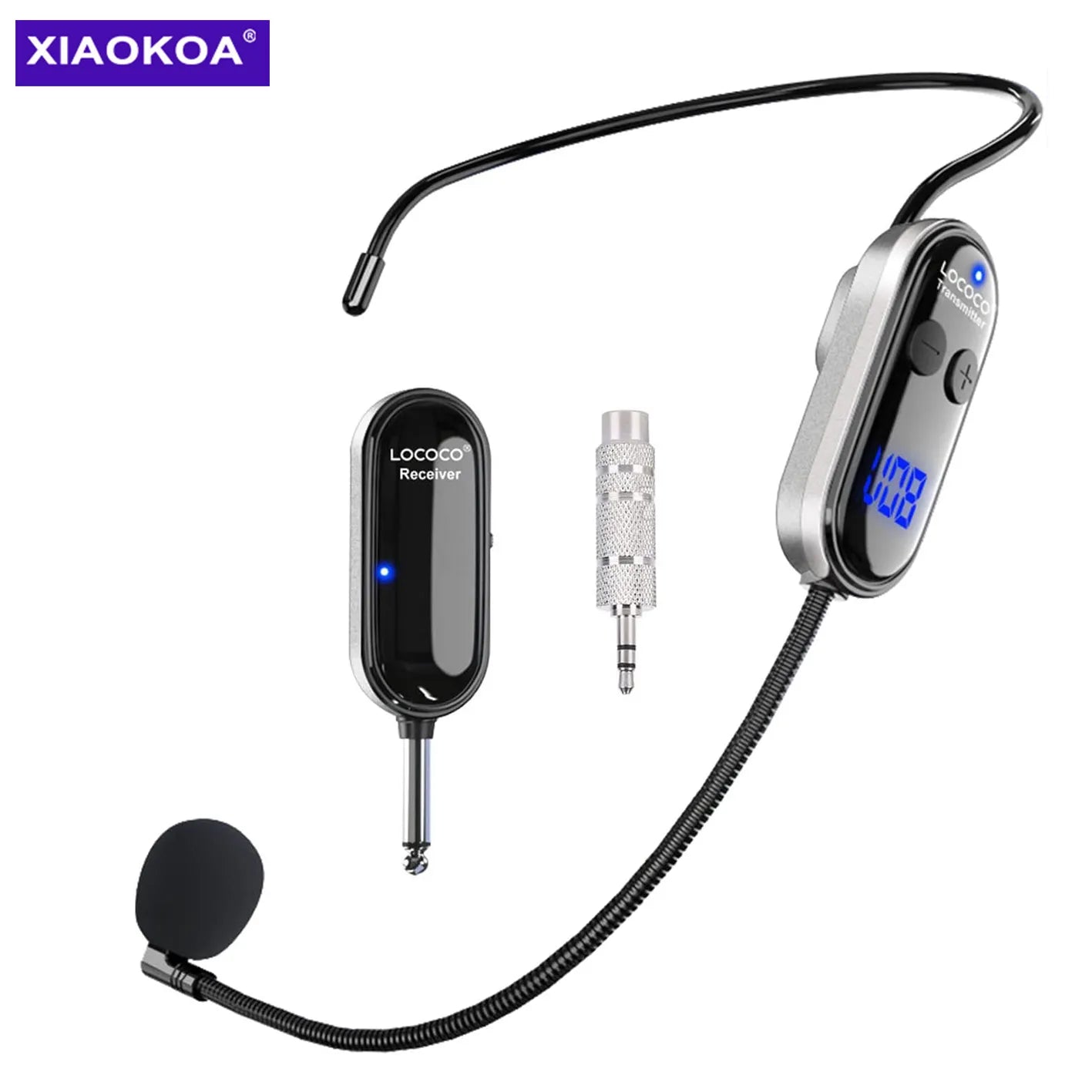 XIAOKOA Wireless Microphone Headset: UHF 2-in-1 Mic with LED Display - Handheld & Headset, 165 ft Range for Dynamic Performances