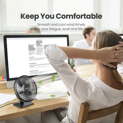 GAIATOP Desk Fan – Portable USB Fan with 90° Adjustable Cooling, 4 Speed Settings, Ultra Quiet for Home, Desk and Office