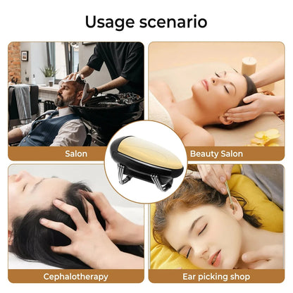 Men's Barberology Massager – Professional Cordless Metal Handheld Heat Massager, USB Rechargeable with Vibration and 2 Massage Nodes