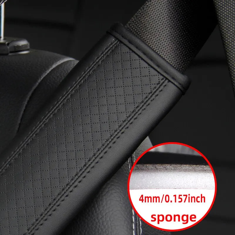 1PCS PU Leather Embossed Car Seat Belt Shoulder Cover: Comfortable Safety Belt Protective Car Accessory