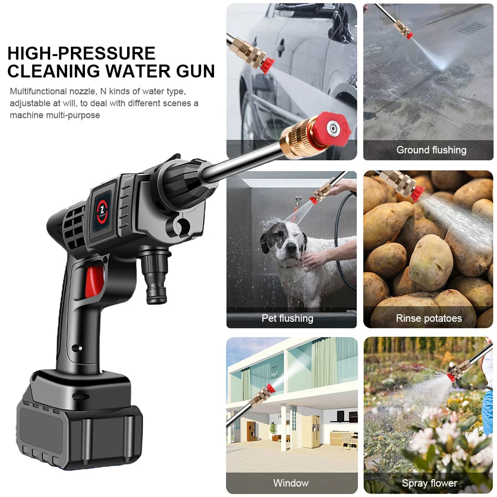 200W 50Bar Cordless High Pressure Car Washer Spray Water Gun - Foam Generator and Car Washing Machine for Home with 20000mAh Battery