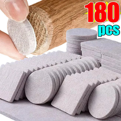 18/180Pcs Felt Chair Leg Pads: Self-Adhesive Round & Square Floor Protectors for Furniture - Prevent Slipping and Scratching with Anti-Slip Mats!