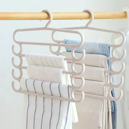 Multifunctional Pants Rack - 1/2/3pcs Multi-Layer Trousers Hanger, Space-Saving Closet Organizer with 5 Layers, Color Clothes Pegs