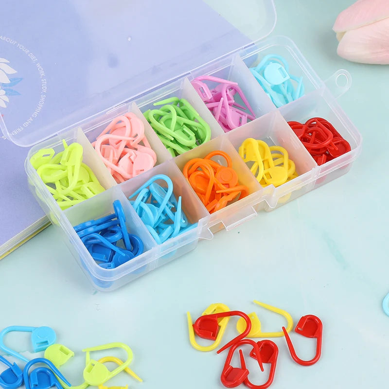 Colorful Plastic Needle Clip Hook Set: Mixed Locking Stitch Markers with Box - Essential Knitting and Crochet Accessories