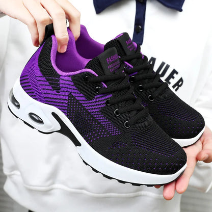 2024 Spring Women’s Running Shoes - Large Size Casual Lace-Up Air Cushion Sneakers, Breathable Sports Shoes