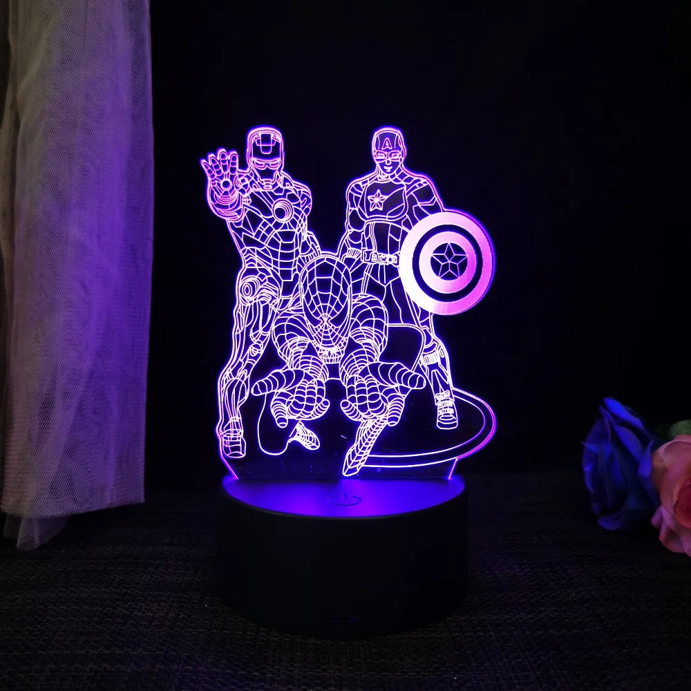 Spiderman 3D Acrylic Night Light – USB Stereo LED Desk Lamp | Phantom Light with USB and Battery Power | Surprise Birthday Gift