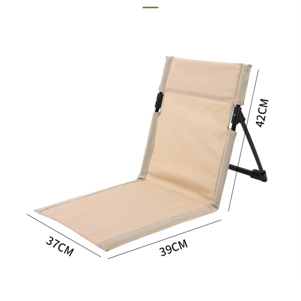 Foldable Outdoor Camping Chair with Reclining Backrest | Single Lazy Recliner for Garden, Park, Picnic, Beach | Folding Back Beach Chair