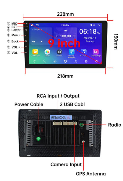 Android 11 Universal Car Radio - 7"/9"/10" 2 Din Multimedia Player with WIFI, GPS for Hyundai, Nissan, Toyota, Kia - 32GB