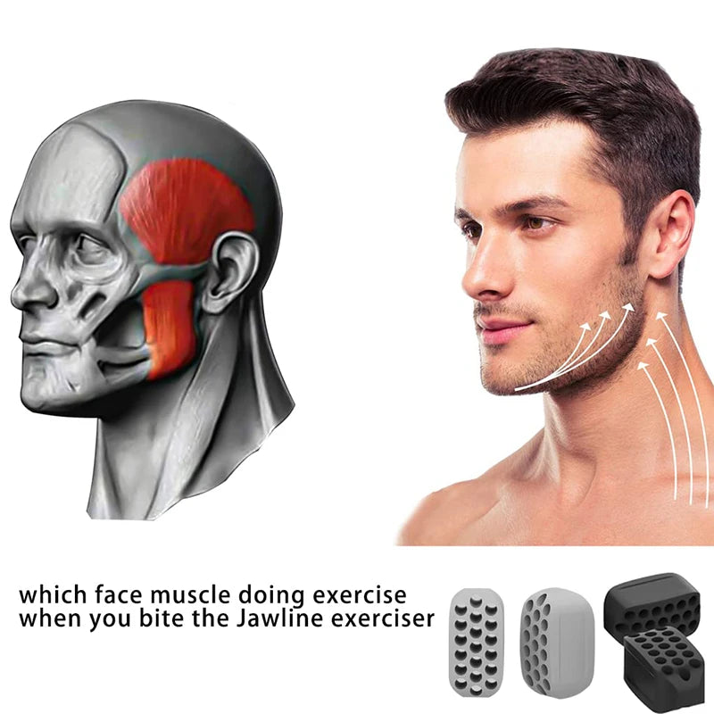 Silicone Jaw Exerciser & Facial Toner - Jawline Fitness Ball and Neck Toning Equipment for Double Chin Exercising - Facial Beauty Tool