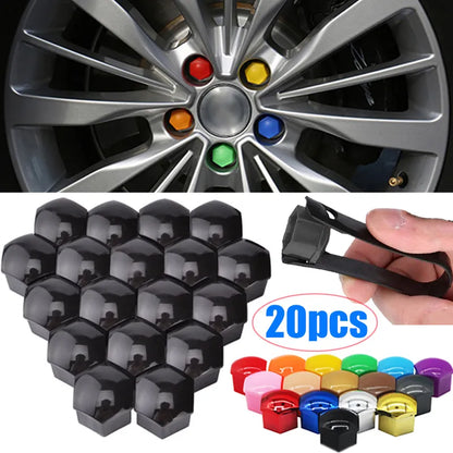 20Pcs Car Wheel Nut Caps - Protection Covers for 17mm/19mm/21mm Auto Hub Screw, Black Tire Bolt Nut Cap, Tyre Decoration