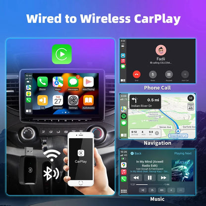 2024 Wireless CarPlay and Android Auto Adapter – 2 in 1 Smart Dongle with 5G WiFi and Bluetooth 5, Plug and Play for Wired Connections