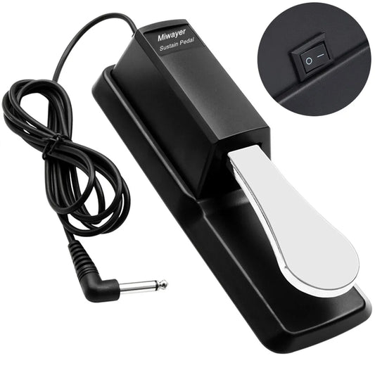 Miwayer Sustain Pedal with Polarity Switch - Ideal for MIDI Keyboards, Synths, Digital Pianos, Electronic Drums, and Electric Pianos