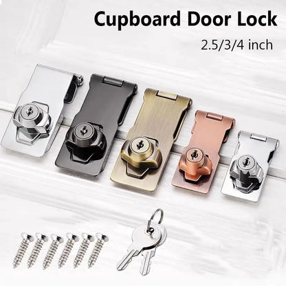 Zinc Alloy Keyed Hasp Lock – Punch-Free Burglarproof Security Buckle for Home, Office, Shed, Cupboard, Drawer, Cabinet, Wooden Door