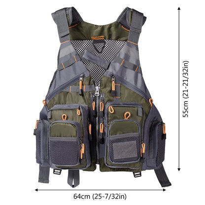 Bassdash Breathable Fishing Vest - Adjustable Outdoor Sports Fly Swimming Vest for Fishing Tackle