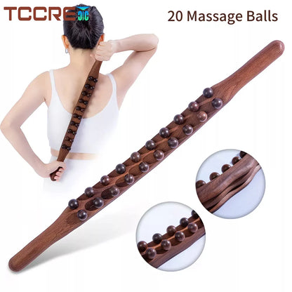 Wood Lymphatic Drainage Massager: Handheld Massage Stick for Neck, Back, and Stomach Pain Relief - Body Shaping Tool