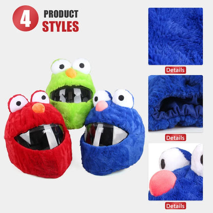 Cartoon Fluffy Plush Helmet Protection Set: Motorcycle Full-Face Protective Cover - Motorbike Safety Special Headgear Case