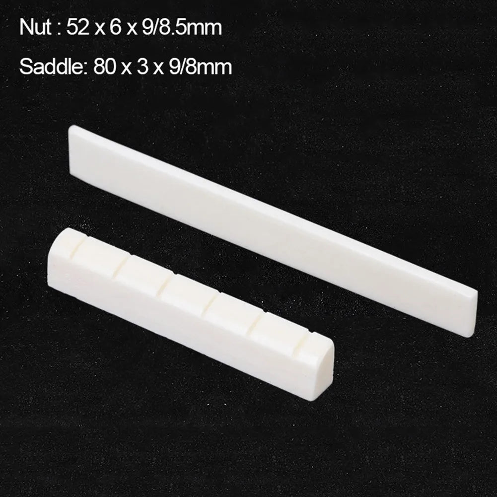 White Bone Bridge Guitar Accessories - 6 String Classical Guitar Saddle + Nut