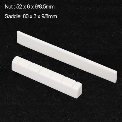 White Bone Bridge Guitar Accessories - 6 String Classical Guitar Saddle + Nut