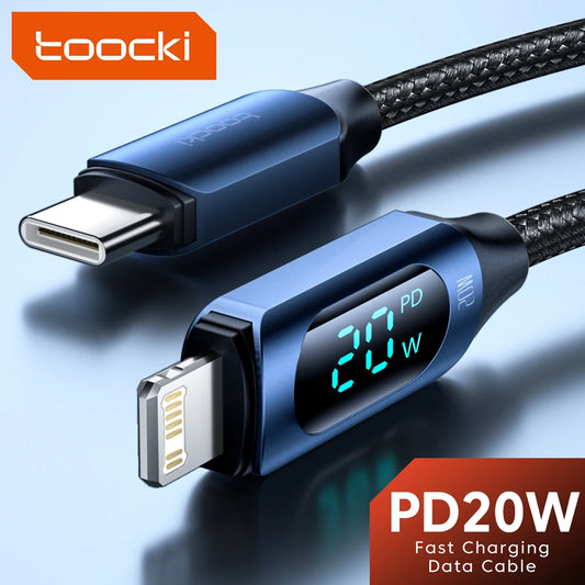 Toocki USB-C to Lightning Cable – PD 20W Fast Charger for iPhone 14/13/12/11 Pro Max, X, XR, 8, 7 Plus, iPad – 1m Data Wire Cord