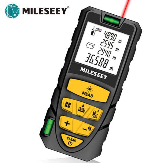 MILESEEY S2 Laser Tape Measure – 40M to 120M with Double Horizontal Bubble, Laser Distance Meter