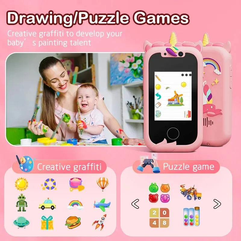 Kids Smart Phone Camera Toy - Touchscreen Learning Toy for 3-8 Year Old Boys and Girls, Phone MP3 Player, Christmas Birthday Gifts