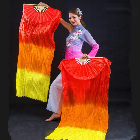 Hot Sell 150cm Gradient Ms. Belly Dancing Fan - Long Color Fans for Dance Practice