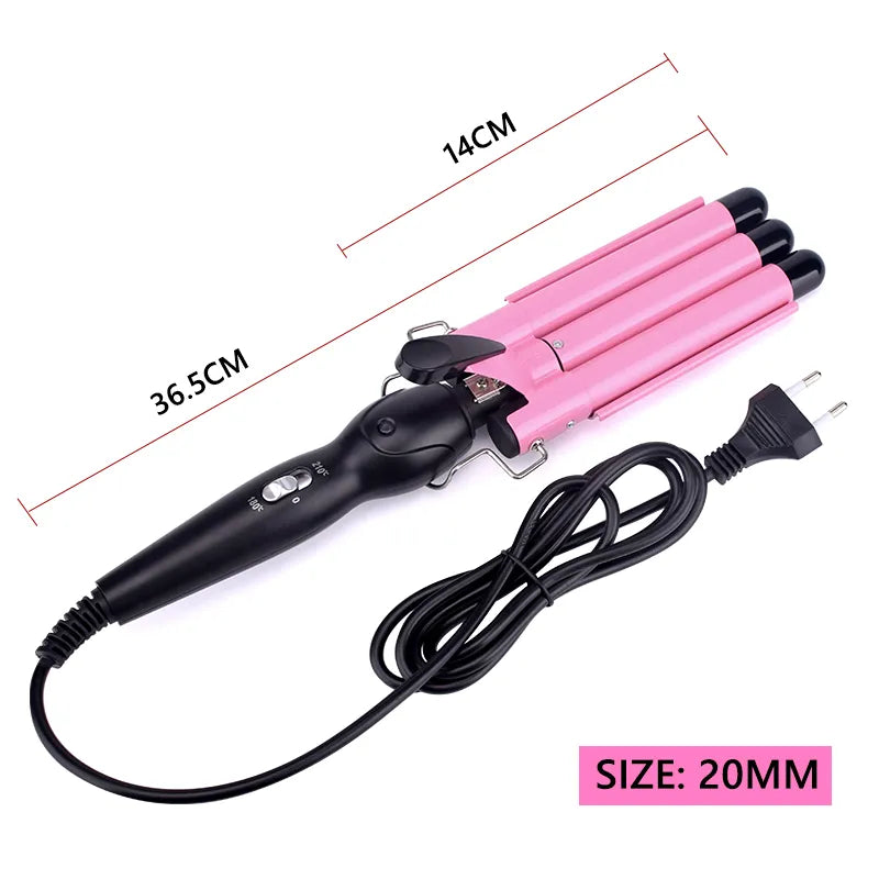 Professional Ceramic Triple Barrel Hair Curling Iron | Hair Wave Waver Styling Tools | Hair Styler Wand