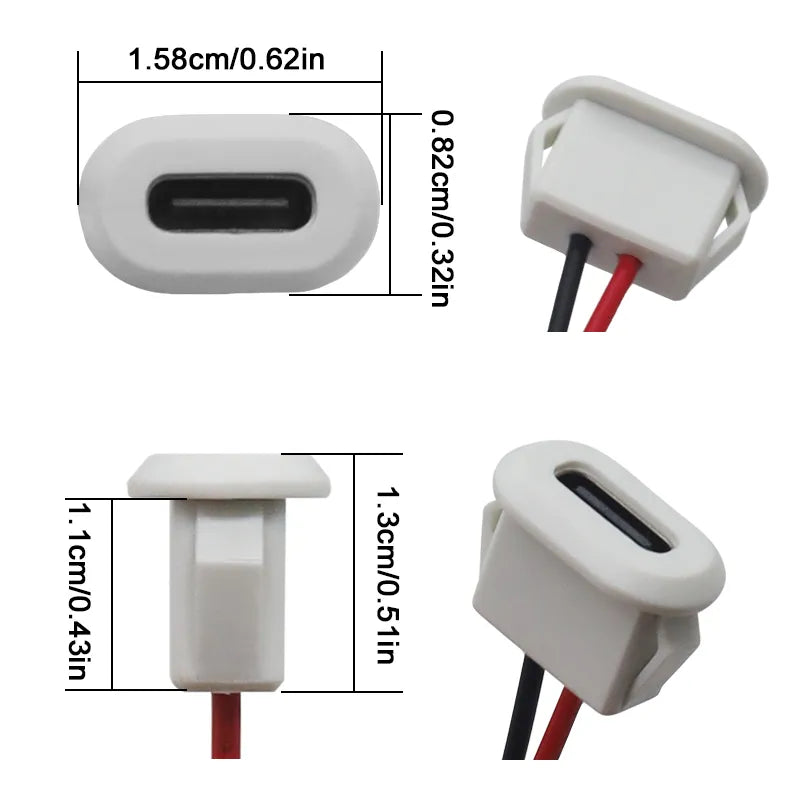 USB Type C Connector Jack: Female Type-C with Card Buckle - 3A High Current Fast Charging Port for USB-C Charger Plug Socket